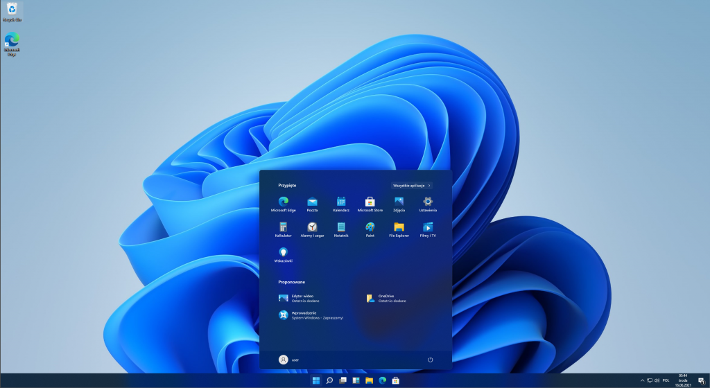 Wygląd pulpitu Windows 11 (tryb ciemny)