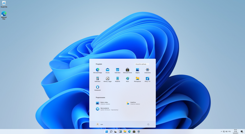 Wygląd pulpitu Windows 11 (tryb jasny)